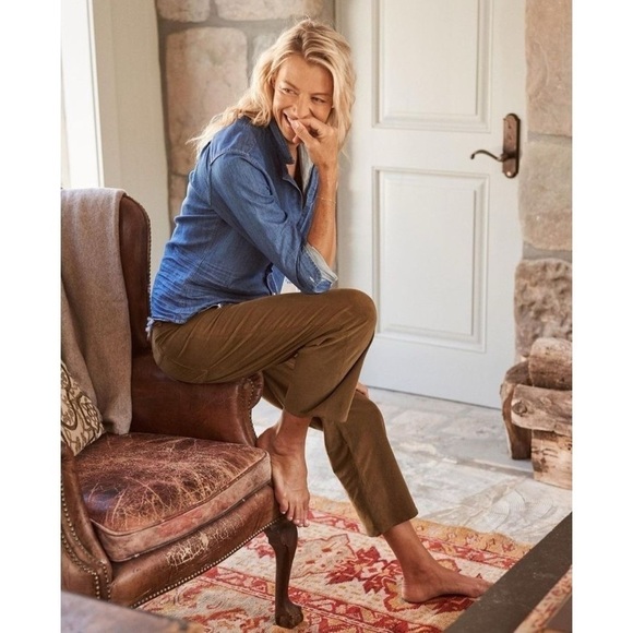 Frank & Eileen Pants - Frank & Eileen Pant Kinsale Italian Corduroy High-Rise Crop Chestnut 10 GUC